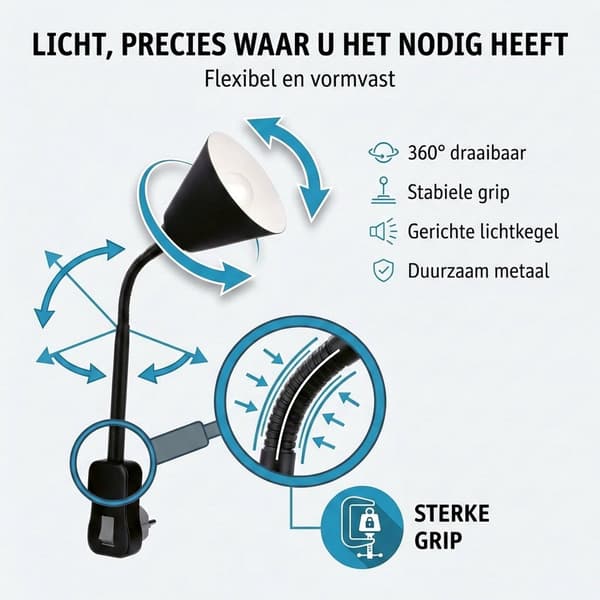 Paulmann Junus Plug-in Væglæselampe med Fleksibel Svanehalsarm, Dæmpbar E14 Fatning Natlampe til Soveværelse, Sort