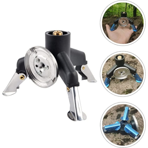 Bærbar Trekantet Utgang Gassbeholder Adapter Campingtilbehør Brennhode Konverterer (1 stk, Svart)
