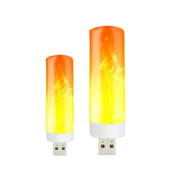 USB LED-flammelys, USB-stik, orange flimrende flammeløse stearinlys fyrfadslys, stemningslys (pakke med 2)