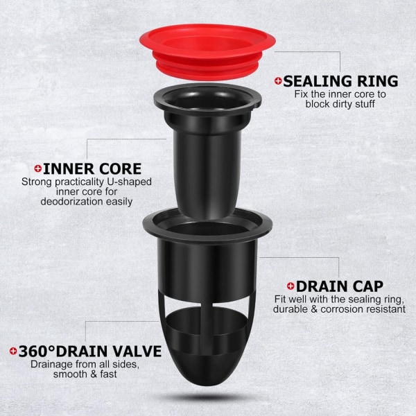 2 stk. Brusergulvdræn Tilbagefaldshinder Kloakkerne Anti-Lugtprop til Køkken Badeværelse 2.56x2.16x1.42 tommer