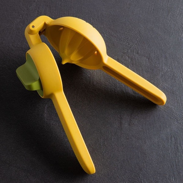Citruspress för apelsiner, citroner, mandariner - Dubbel Twist-press för att extrahera juice manuellt, tålig plast (1 styck, gul)