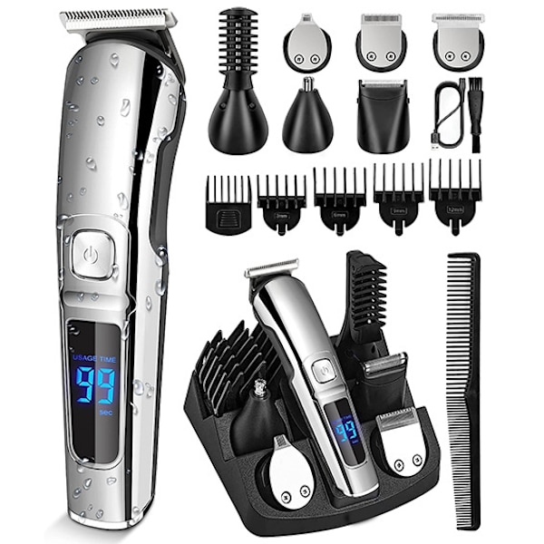 6-i-1 herrepleiesett barber retro maskin t9 skjeggtrimmer menn profesjonelle sakser trimmer_xrzi 367 USB