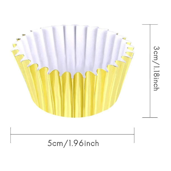 500 stk. Guld Mini Metallic Folie Cupcakeforme, Bund 5 cm i diameter