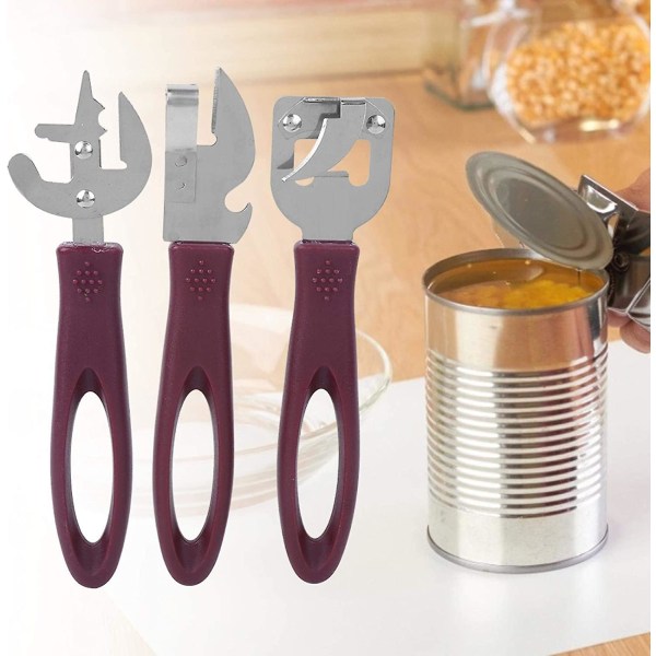 Manuell Sidekutt Boksåpner Sett Rustfritt Stål Boks Flaske Tinnåpner Gammeldags Boksåpner Side Boksåpner For Hjem Camping Restaurant (3 stk)