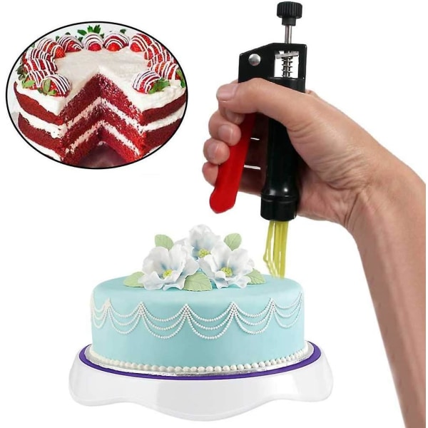 Leirepistol Ekstruder, Pistol med Forskjellige Dyser i Rustfritt Stål, For DIY Håndverk Fondant Kake, Kjeks Baking, Dekorering, DIY Bakeverktøy Sett (1 sett, Mult