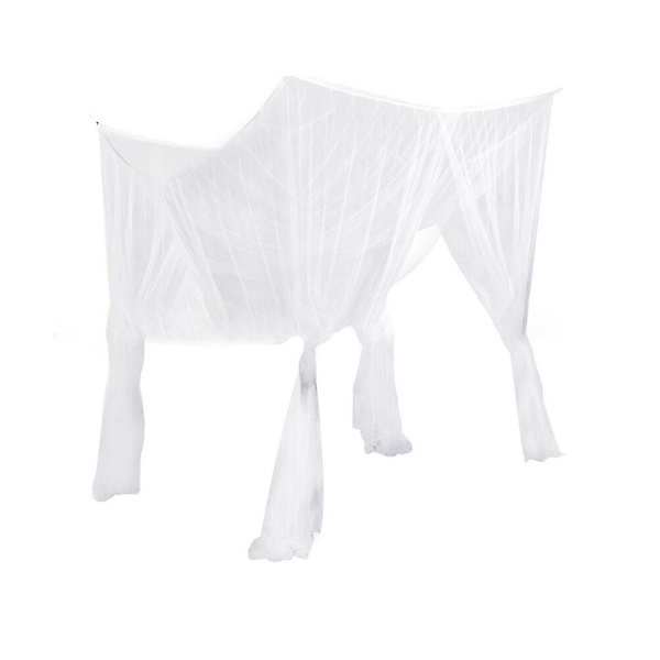 Europeisk stil 4-hörnigt sänghimmel myggnät Full Netting Bedding 190x210x240cm (vit)Vit White