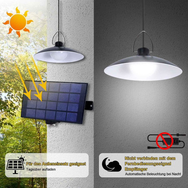 Solcelle Hængende Lampe Med Fjernbetjening Ip65 Vandafvisende 3m Kabel Væghængt Solcellelampe Til Indendørs Udendørs Garage Balkon Terrasse Pavillon Veranda Hvid
