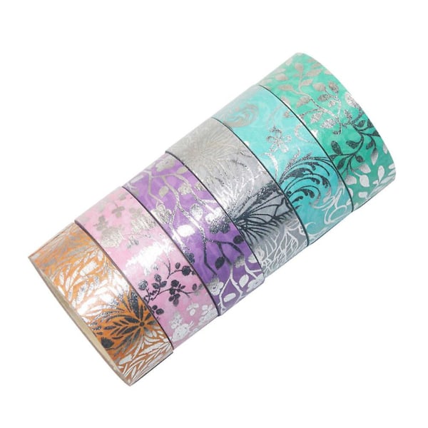 6 Rullar Juldekorations-Washi-Tejp Dekorativt Hantverksband Japanskt Maskeringstejp Hantverkslimtejp 5 500X1.5