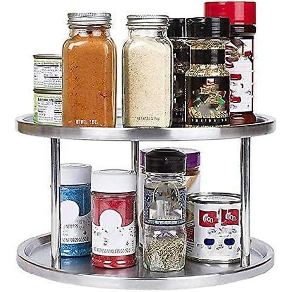 Carousel Spice Turntable [360° kiertävä], 2 kiertävää säilytyshyllyä, maustehylly säilytysteline ruokapöydälle jääkaappiin, makuuhuoneeseen keittiöön