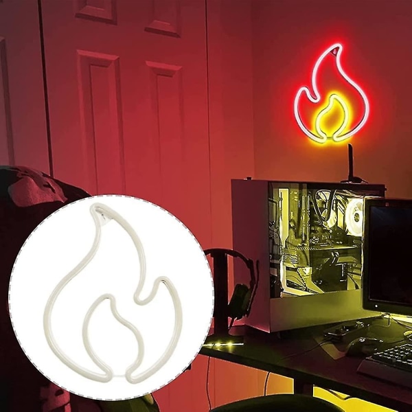 Flammor Neon-skylt, Röd och Gul Flammor Neon med På/Av-knapp, Flammor LED Ljusskylt