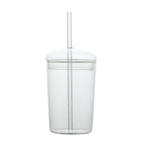 Glass Straw Cup Large Capacity Glass Cup Household Beverage Cup Glass Drinking CupTransparent14.7X8.2X8.2CM