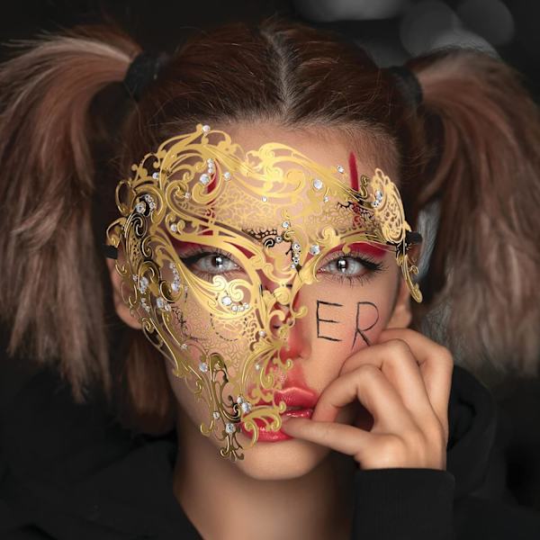 Vit Maskeraddräkt Mask 2 st Maskeraddräkt Halv Halv Ansikte Venetiansk Dansfest Leksak för Karneval Bal Maskerad Fest Festtillbehör