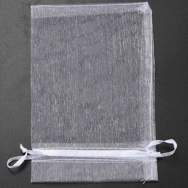 150 stycken 4 x 6 tum Organza Presentpåsar Dragkedja Smyckespåsar Bröllop Fest Favoritpåsar (vit