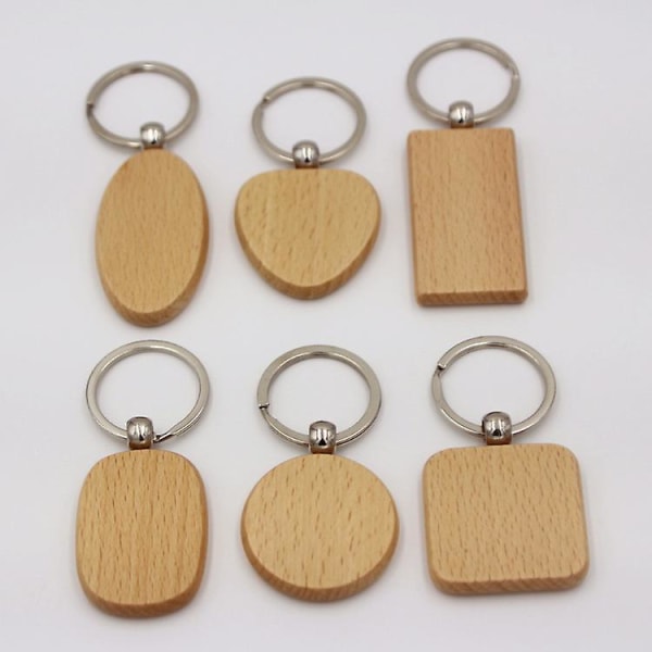 Træ Nøglering Blank Træ Nøglering Personlig Træ Nøglering Til DIY Håndværk Dekorationer Gaver Pyrografi (8 stk, Træfarve)