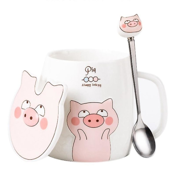 Cartoon Gris Expression Mug Net Red Kaffeekopp Set Med Lock Och Sked D