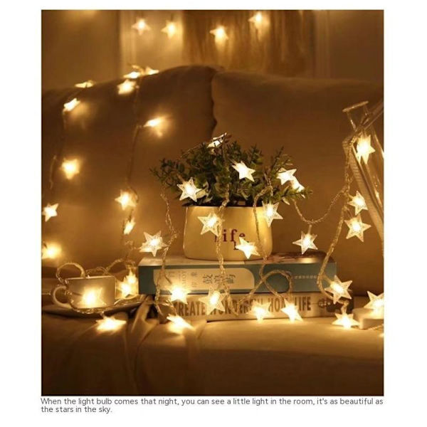 Energisparande LED-stjärnfairylights, LED-fairylights, Batteridrivna LED-lampor, Flickrum Fairylights, Julfairylights
