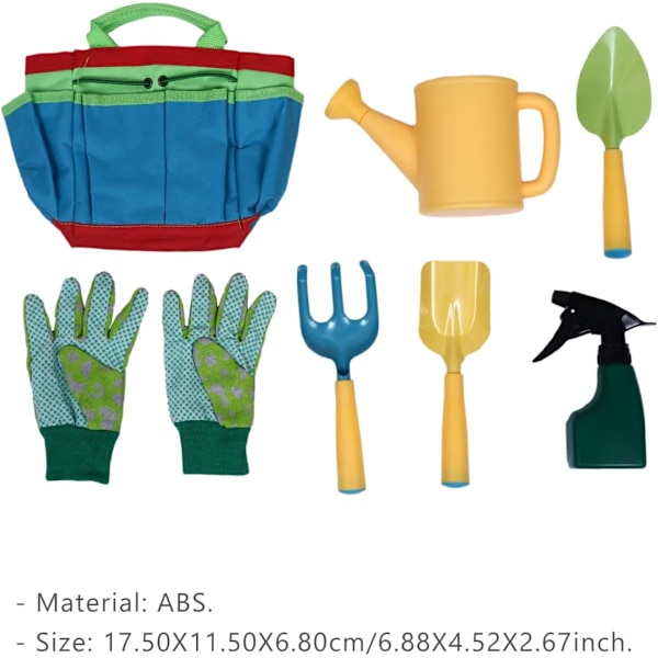 Strandlegetøjs Sæt til Børn - Spand, Vandkande, Spade, Rive, Havehandsker, Udendørs Værktøjssæt med Bærepose til Piger og Drenge