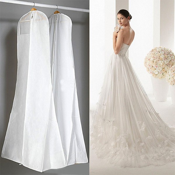 2 stk Garment Bag Bryllup Beskyttende Deksel for Brudekjoler Aftenkjoler Drakter Frakker Pustende Anti-Dress Garment Bag (71'' x 27,6'', hvit)