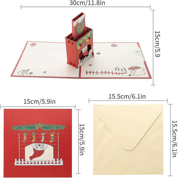 3D Pop Up Julekort God Jul Kort 3D Brettbart Julekort Julekort Med Konvolutter 3D Kort Håndlaget Gavekort Pipe