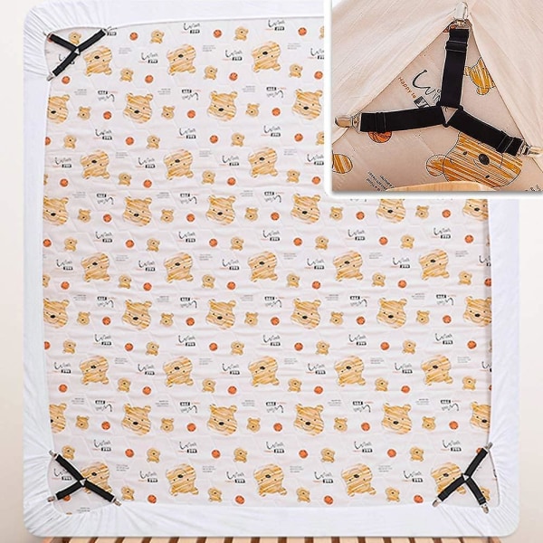 Lakanremmar Klämma Triangelelastiskt inpassat sängkläder Lakanfästen Hållare Hängslen för sängband Madrassdyna Hörngripare Lakanhållare (4st, bla