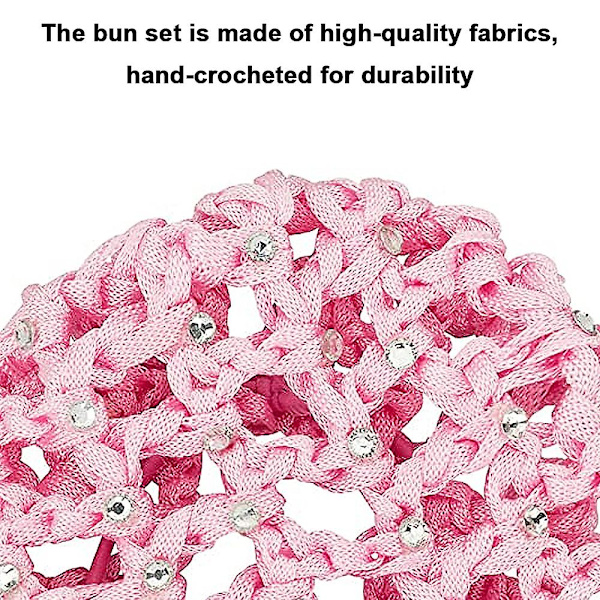 Hårknold Dækning Hårnet Til Piger Kvinder Håndlavet Strikket Mesh Perler Dekoration Elastisk Hårnet Til Ballet Dans Skøjteløb Knold Mesh Dækning Lyserød Light Pink
