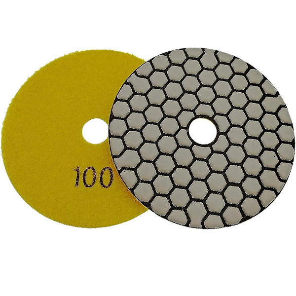 7 stk. Diamantpoleringsskiver 4 tommer / 100 mm Tør Diamantpoleringspuder til Marmor Granit Sten Beton (#100)