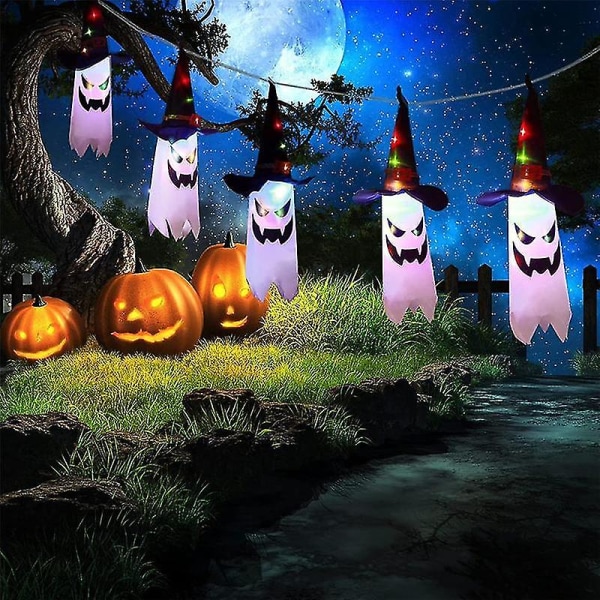 Halloween-koristeet, 11,5 jalkaa värikkäät Led Ghost -halloween-valot, pelottava Halloween-sisustus