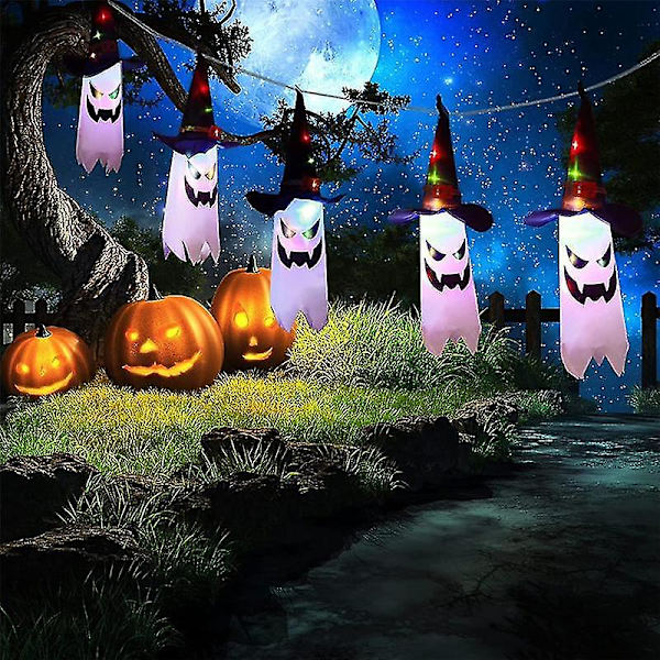 Halloween-koristeet, 11,5 jalkaa värikkäitä LED-haamu-jouluvaloja, pelottava Halloween-sisustus