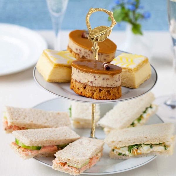 Cupcake Stativhandtag, 3-vånings Vintage Tårtserveringsservett Stativ Guld