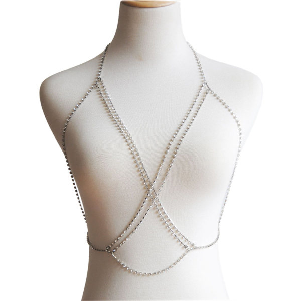 Guld-silverfärgad tunn kedja med blomspetsar, bikini-kroppskedja, halsband, smycke för kvinnor Silver A 1pcs