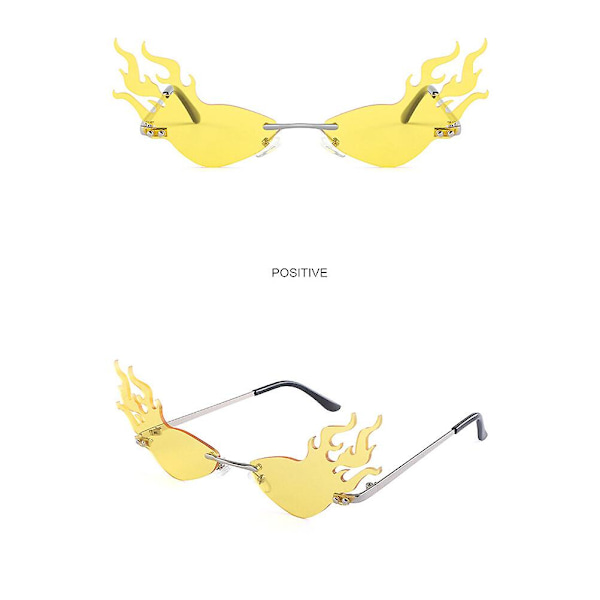 Solbriller i flammeform Fotorekvisitt Mote Dekorativ Festbriller Morsomme Festbriller (gul L Yellow 14.8*13.5cm