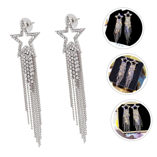 Kvinde Tassel Øreringe Stjerne Øre Stud Pave Krystal Dangle Øreringe Boho Vandfald Perle Frynser Drop Ørering