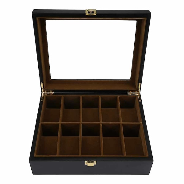 10 Rudes Træ Urboks Smykke Display Opbevaring Organizer