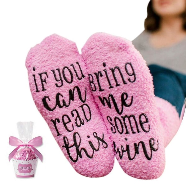 Roliga Strumpor För Kvinnor \"If You Can Read This Bring Me Wine\" Strumpor Med Cupcake Presentförpackning