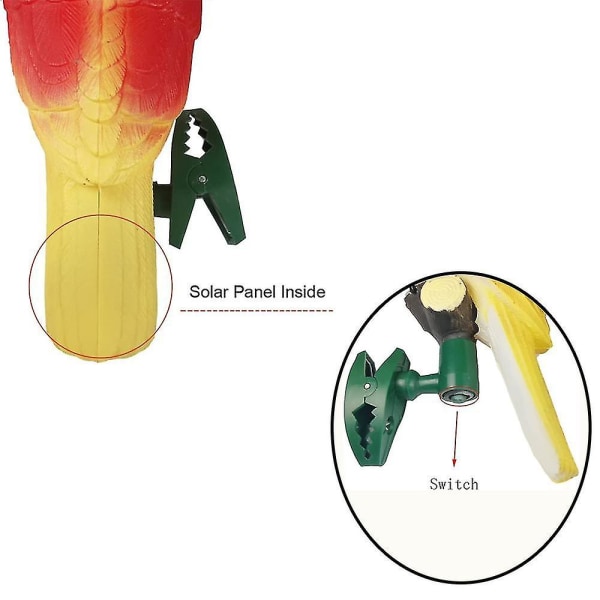 4 kpl LED-puunvalokoristeita, aurinkovoimalla toimiva papukaija-valo joustavalla klipsipidikkeellä puutarhaan ja pihalle