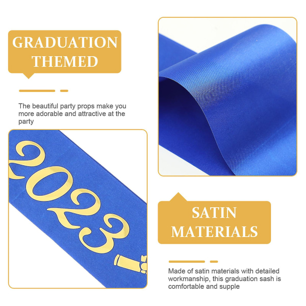 4 stk. Gradueringsceremoni Sash Senior Graduering Sash Fotografering Rekvisitter Blå 160X9.5CM Blue 160X9.5CM