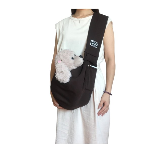 Katt-/hundbärare, enkelaxel-sele-bärväska för hund och kattdjur Slingväska hållare med mobiltelefonficka Brun