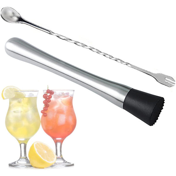 Praktisk Cocktailmudder i Rustfrit Stål Mojito Cocktailmudder Mojito Muddler Bar Popsicles Rustfrit Stål Muddlers Bartender Værktøj Til Køkken, B