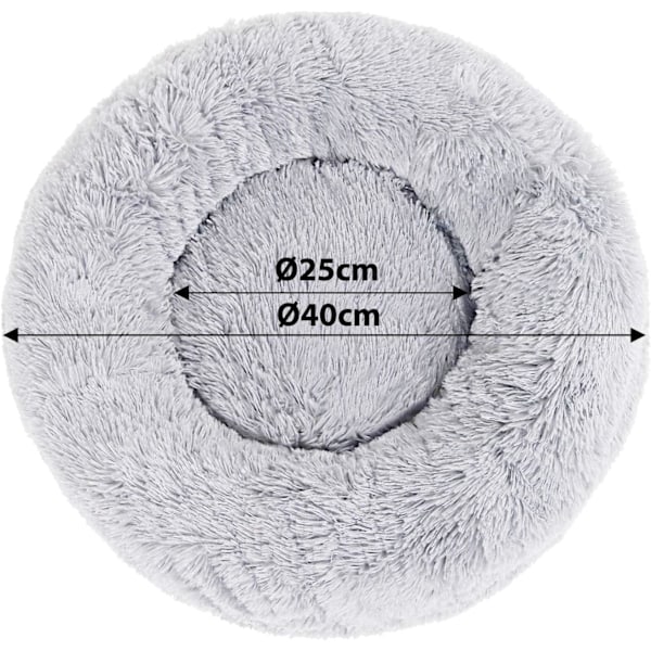 Pyöreä koiranpeti kissan tyyny donitsipeti 40cm Vaaleanharmaa