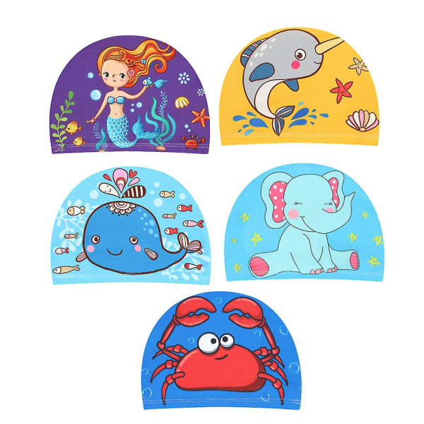 5 st Simbads Hårskydd Barn Simmössa Kort Hår Simmössa Simbadmössor Blandade Färger Assorted Color
