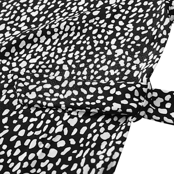 Kvindes Kjole Langærmet Efterår Rund Hals Leopard Print Bindede Talje Kjole Skørt XL Sort Black XL