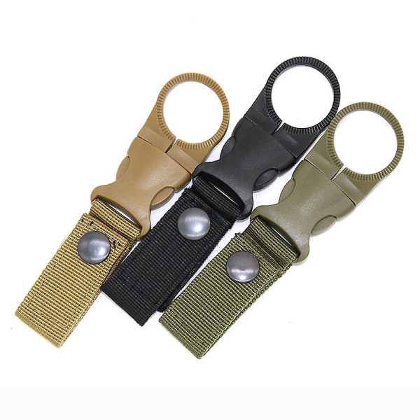 Vattenflaska Spänne Remmar Klämmor Bärbar Bärhållare Krok Camping Vandring Kit (4st, Svart)