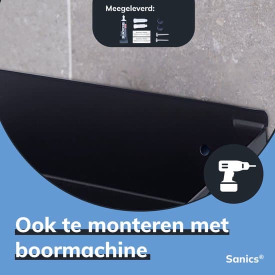 Selvklæbende brusehylde, borefri vægmonteret badeværelsesorganisator i rustfrit stål til shampoo og sæbe, mat sort 30CM