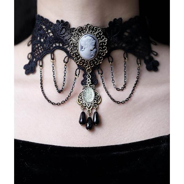 Gotisk Vintage Victorian Halskjede, Svart Fløyels Choker, Goth Vintage Smykke Gave til Kvinner, Julegave til Jenter, Mor, Venner