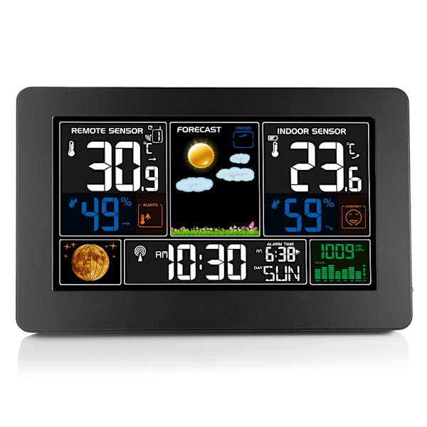 Vejrstation Indendørs Udendørs Termometer Trådløs Farveskærm Digital Temperatur Luftfugtighedsovervågning, Vejrtermometer Prognose Station