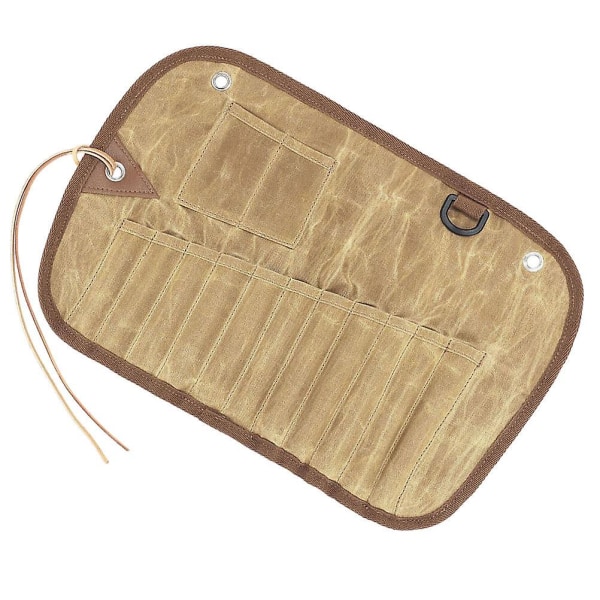 Picnic-servisepose for utendørs, rullbar pose for bestikk, oppbevaringspose for servise, sammenleggbar bestikkpose, Khaki 42x26,5 cm Khaki 42x26.5cm
