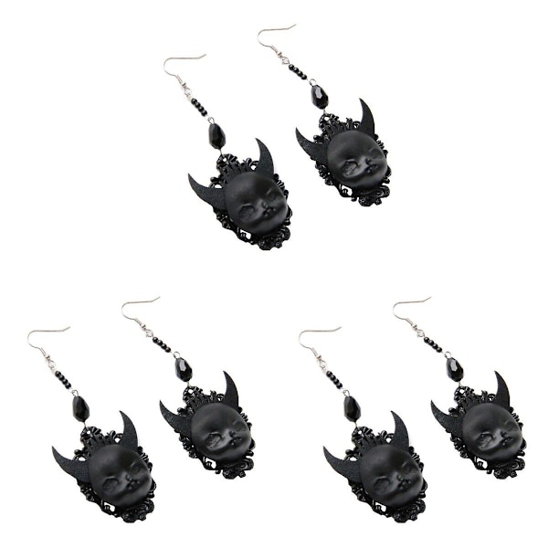 3 Par Halloween Djevel Design Ørepynt Mote Resin Party Øre Smykker 3 par 10X4CM 3 pairs 10X4CM