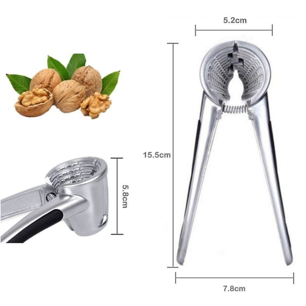 Hurtig nøddeknuser - Pecan, Valnødder, Hasselnøddeknuser Aluminium Legering Skaller Nødåbner Køkken Tang Med Skridsikker Håndtag