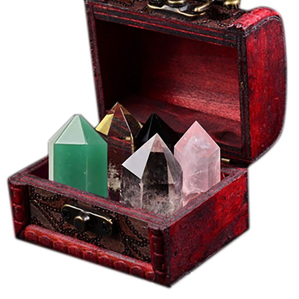Helbredende krystallstaver med gaveeske Ametyst klar kvarts øyechakrasteiner Dekor kompatibel med skrivebord av