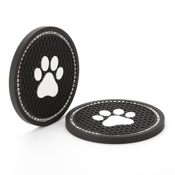 2 stk. Bling Crystal Paw Bilkopholder-Underlag, Universal Auto Anti Slip Kopholderindsats Underlag, Rhinestone Bilinteriør Tilbehør